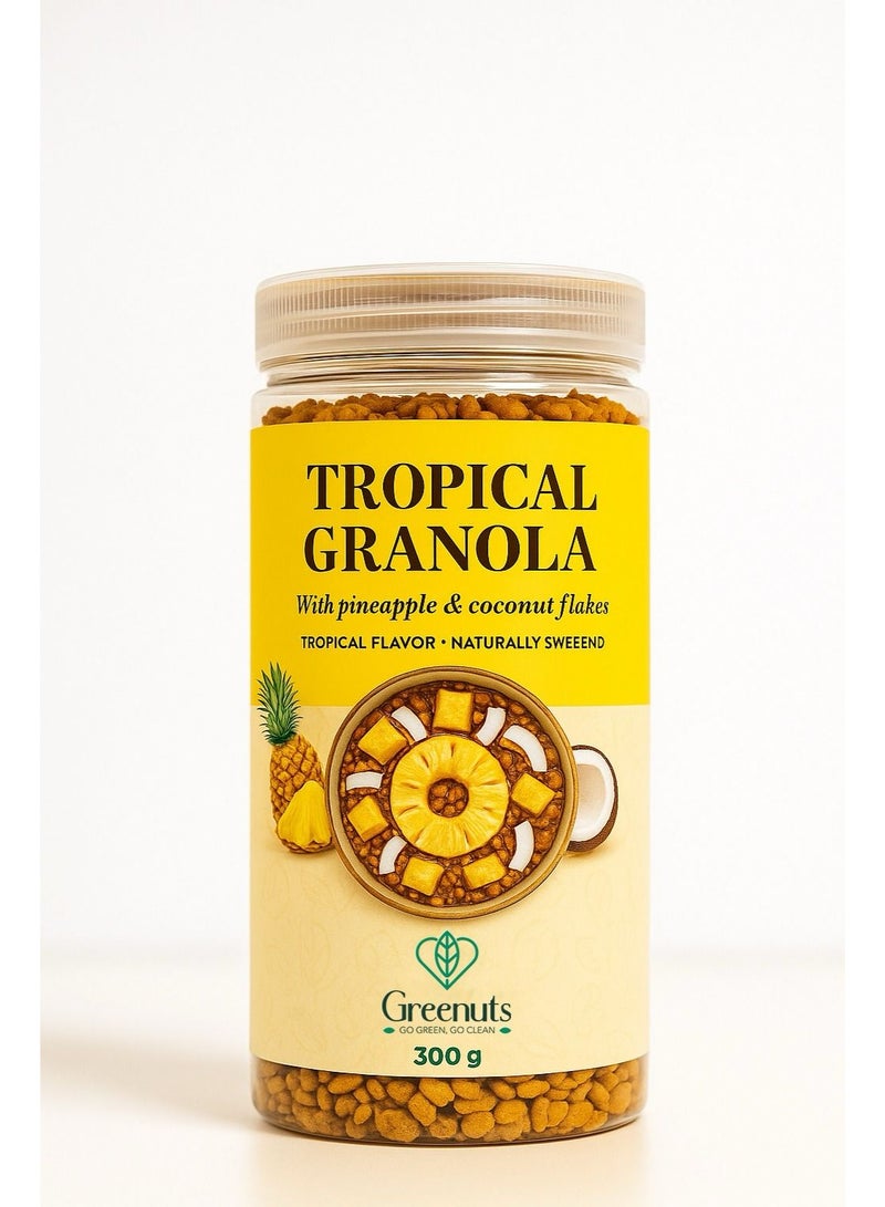 Greenuts Tropical Granola – Pineapple & Coconut – 300g - Image 1