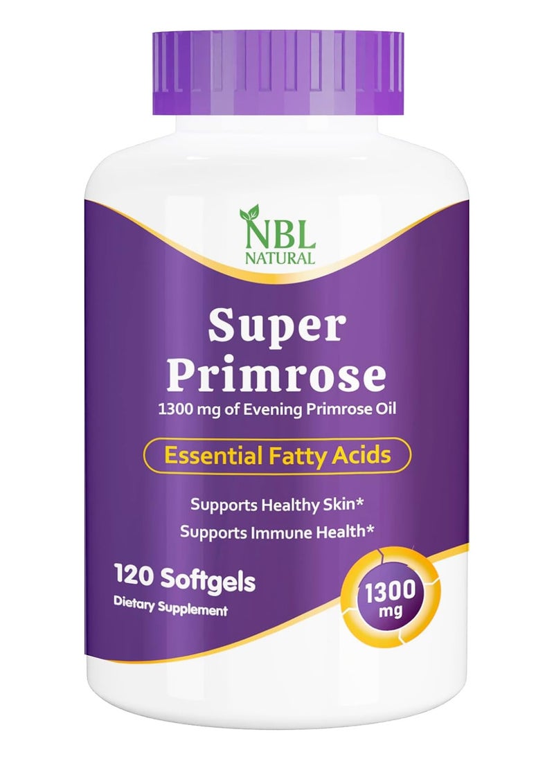 أن بي أل ناتشورال - NBL Natural, زهرة الربيع 1300 مجم مع GLA، صحة البشرة، 120 كبسولة هلامية - Image 1