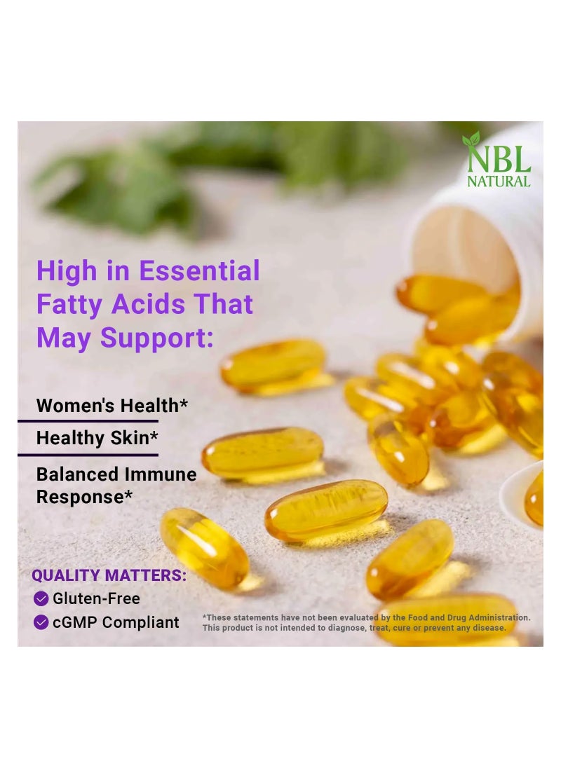 أن بي أل ناتشورال - NBL Natural, زهرة الربيع 1300 مجم مع GLA، صحة البشرة، 120 كبسولة هلامية - Image 1