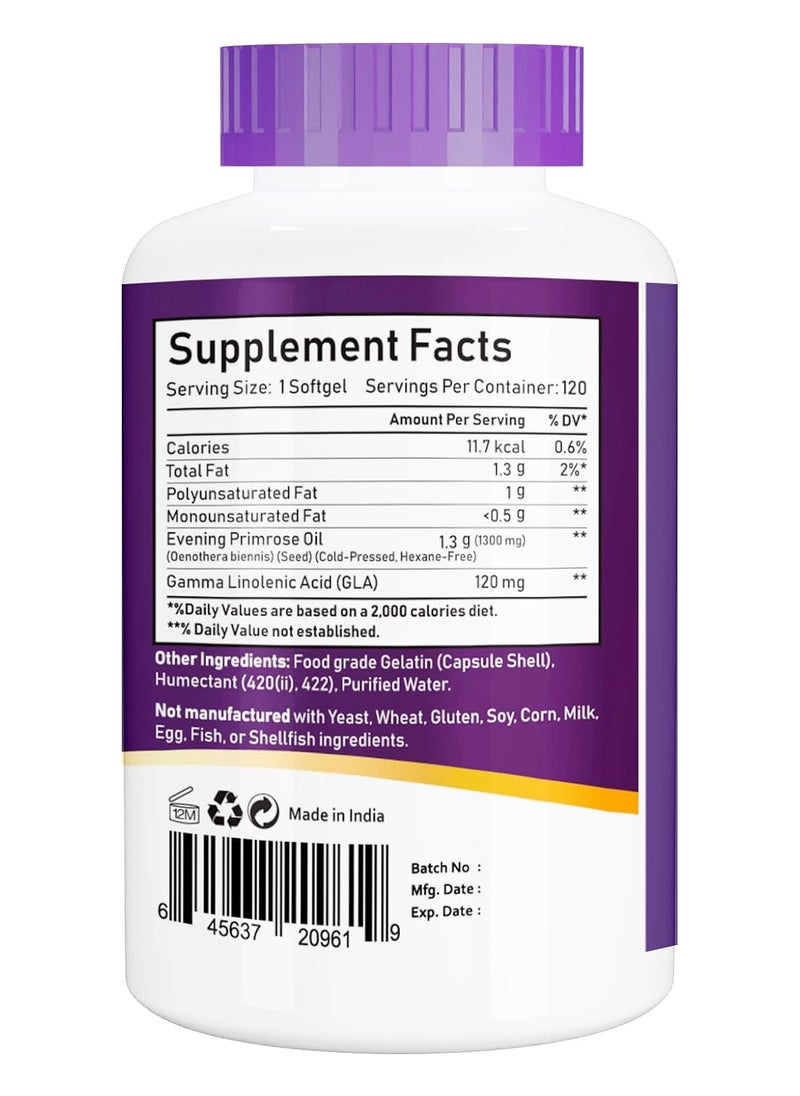أن بي أل ناتشورال - NBL Natural, زهرة الربيع 1300 مجم مع GLA، صحة البشرة، 120 كبسولة هلامية - Image 1