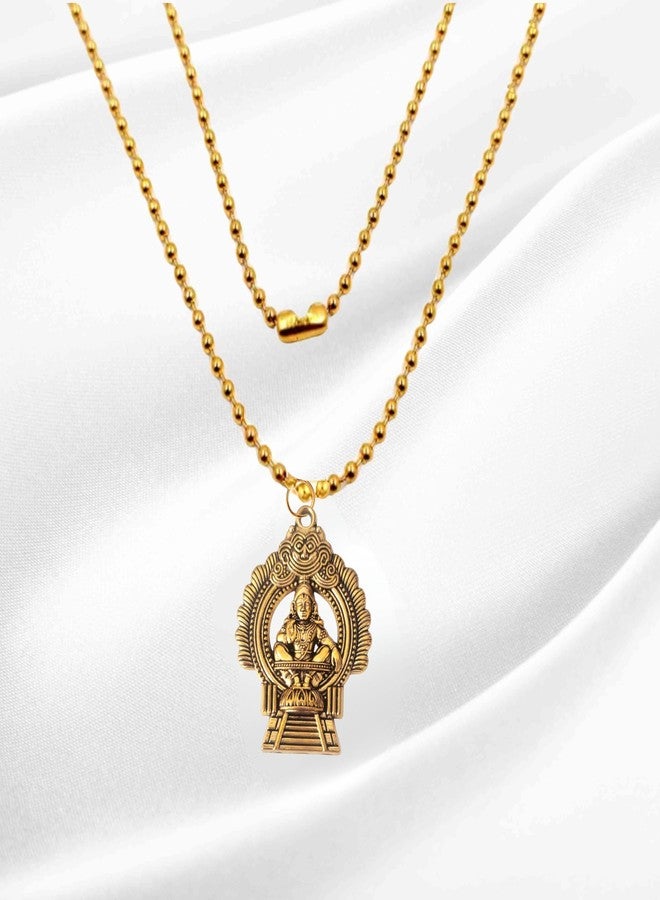 M Men Style Lord Ayyappa Metal Pendant Chain for Men & Women | South Indian Temple Jewelry | Gold Plated Devotional Locket Necklace | Religious Gift Gold SPn2025446 - Image 3