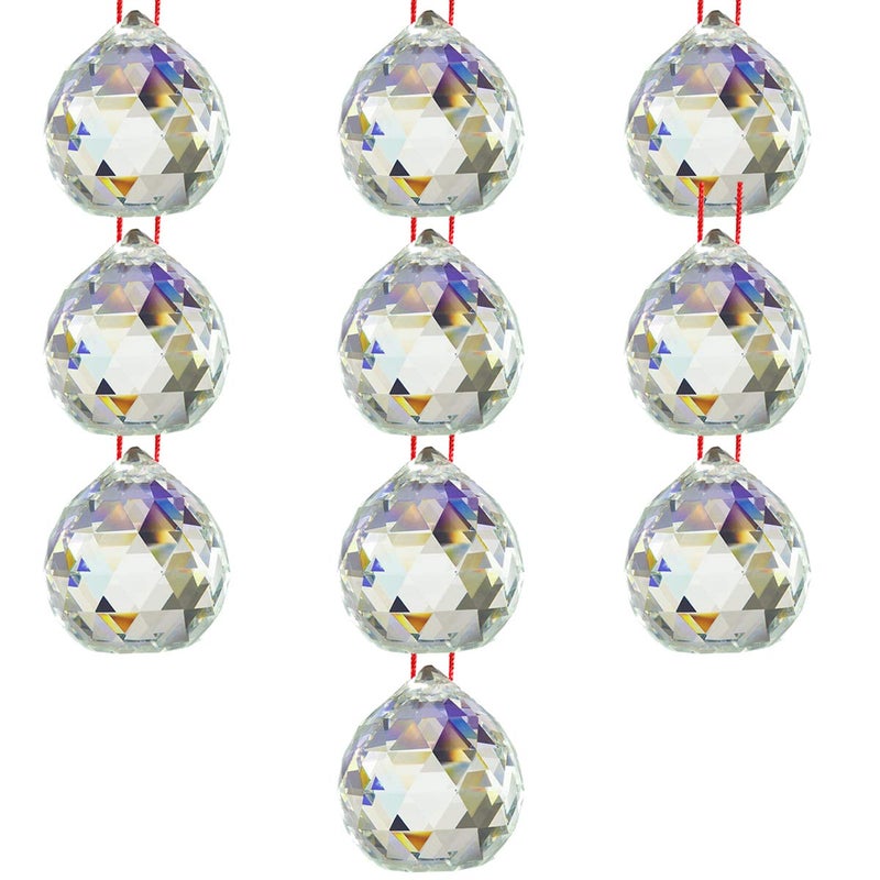 Crystu Reiki Crystal Products Vastu Crystal Hanging Sun Catcher Prism Rainbow Ball Sunlight Catcher Glass Ball for Good Luck, Positivity, Home Decor Crystal Ball with Red Thread Pack of 10 pc - Image 5