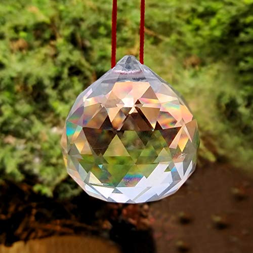Crystu Reiki Crystal Products Vastu Crystal Hanging Sun Catcher Prism Rainbow Ball Sunlight Catcher Glass Ball for Good Luck, Positivity, Home Decor Crystal Ball with Red Thread Pack of 10 pc - Image 3