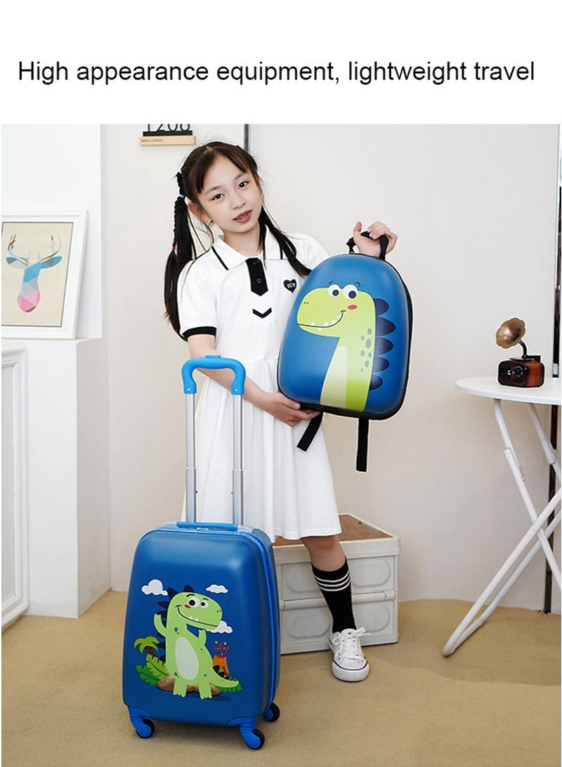 TAPIT Kids Carry On Luggage Set, 18 Inch Kid Suitcase with 15 Inch Backpack, Durable ABS Hardshell Kids Travel Suitcase Set for Boys and Girls (Blue Dinosaur)  - Image 3