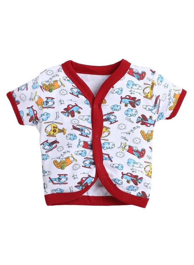 EIO Newborn Baby Cotton Jabla Set (Pack of 4) | Soft Breathable Front-Open Vests for Infants | Gentle on Skin | Unisex Baby Essentials (in, Age, 6 Months, 9 Months, Regular, Red) - Image 4