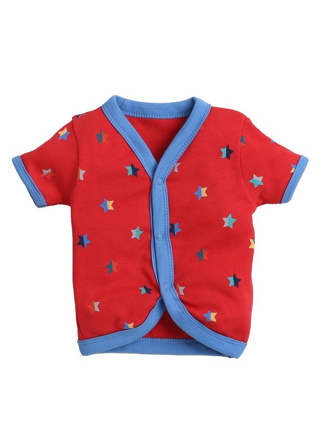 EIO Newborn Baby Cotton Jabla Set (Pack of 4) | Soft Breathable Front-Open Vests for Infants | Gentle on Skin | Unisex Baby Essentials (in, Age, 6 Months, 9 Months, Regular, Red) - Image 2