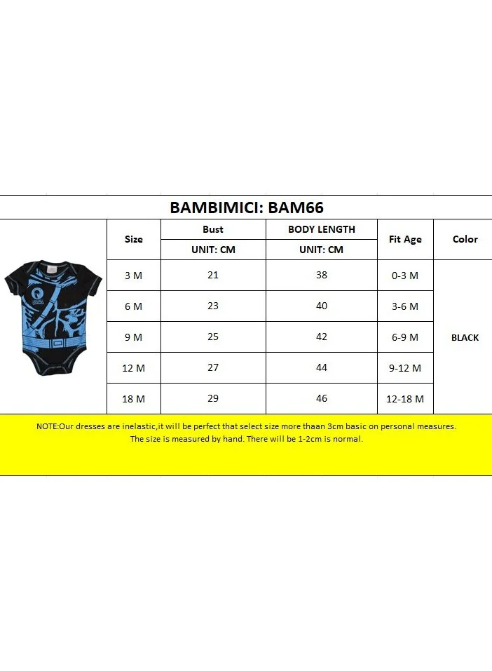 بمبىمىشى Bambimici Black Printed Onesie Short Sleeve