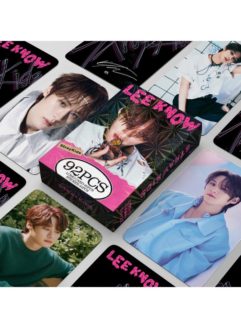 EHOME 92Pcs Stray Kids Member Leeknow Personal Lomo Card And Sticker - Image 1