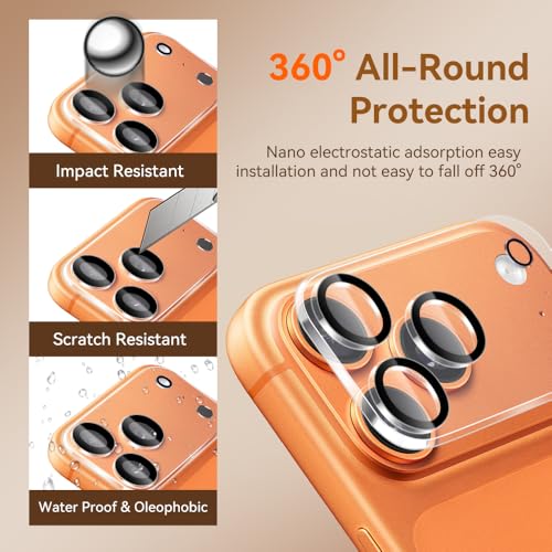 Vipsent Camera Lens Protector for iPhone 17 Pro Max 6.9",9H Tempered Glass，Ultra HD, Scratch Resistance Easy to Install，Case Friendly， 3-Pack - Image 2