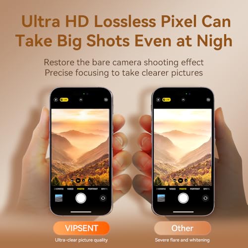 Vipsent Camera Lens Protector for iPhone 17 Pro Max 6.9",9H Tempered Glass，Ultra HD, Scratch Resistance Easy to Install，Case Friendly， 3-Pack - Image 3