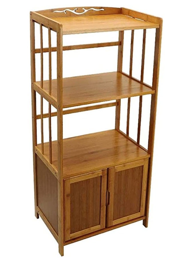 HOME TASTE TOMSUN Bamboo Cabinet Kitchen Storage Rack Bookcase Bookshelf Display Organizer for Home Office  - Image 1