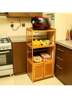 HOME TASTE TOMSUN Bamboo Cabinet Kitchen Storage Rack Bookcase Bookshelf Display Organizer for Home Office  - Image 4