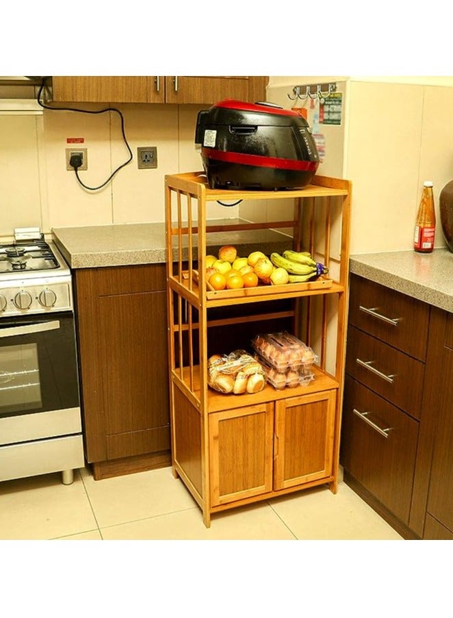 HOME TASTE TOMSUN Bamboo Cabinet Kitchen Storage Rack Bookcase Bookshelf Display Organizer for Home Office  - Image 4