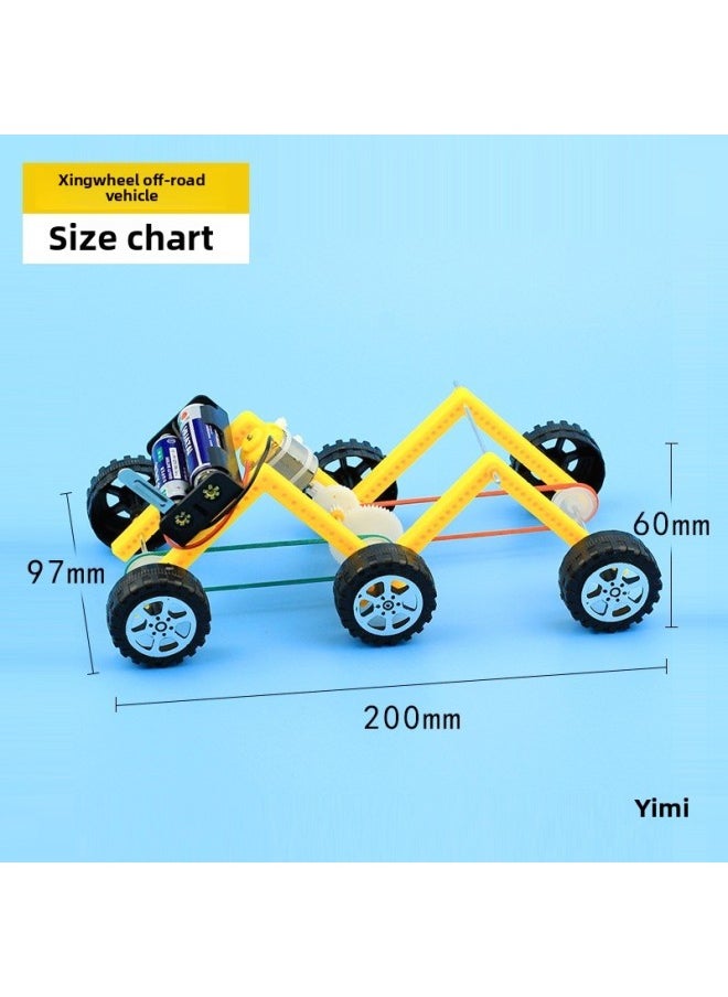 null - Science And Technology Small Production Six-wheel Off-road Vehicle Primary School Students Scientific Works DIY Small Invention Handmade Boy Teaching Aid Materials-Color:Material Package - Image 1