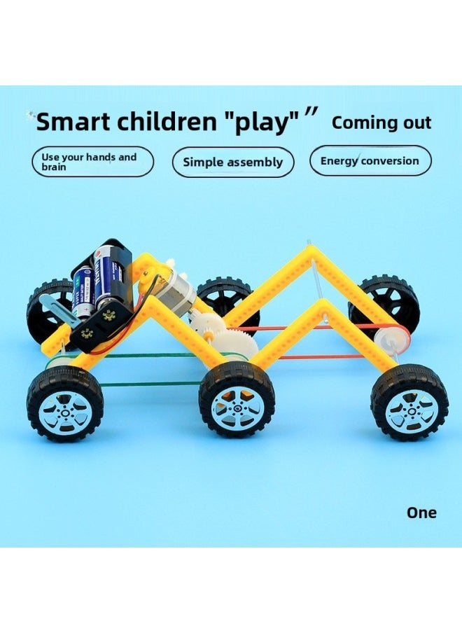 null - Science And Technology Small Production Six-wheel Off-road Vehicle Primary School Students Scientific Works DIY Small Invention Handmade Boy Teaching Aid Materials-Color:Material Package - Image 1