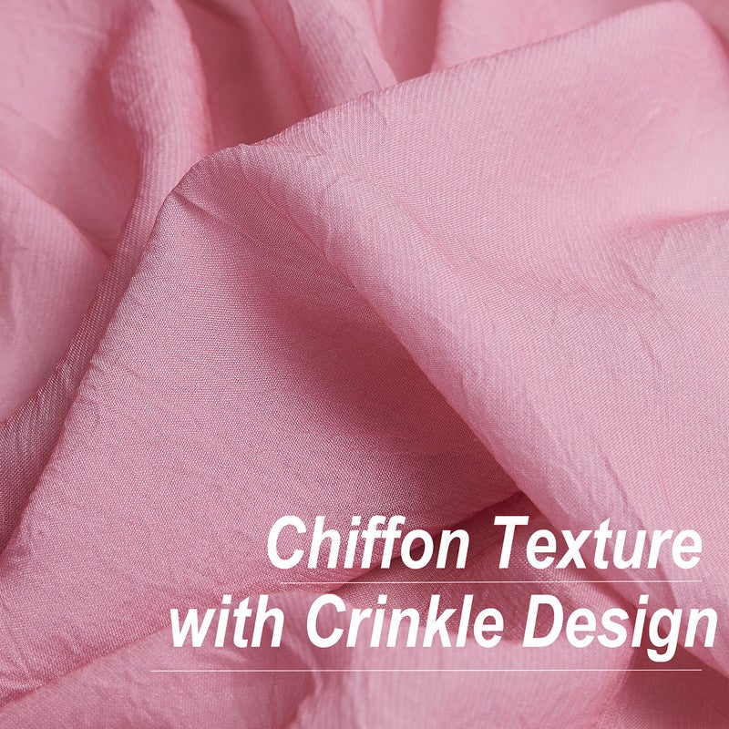 Purainbow Pink Ombre Chiffon Sheer Curtains 84 Inch Long for Living Room Bedroom Decor, Crinkle Gradient Semi Voile Grommet Top Window Curtain Drapes for Girls Room, Garden, Yard, Set of 2 Panels - Image 4