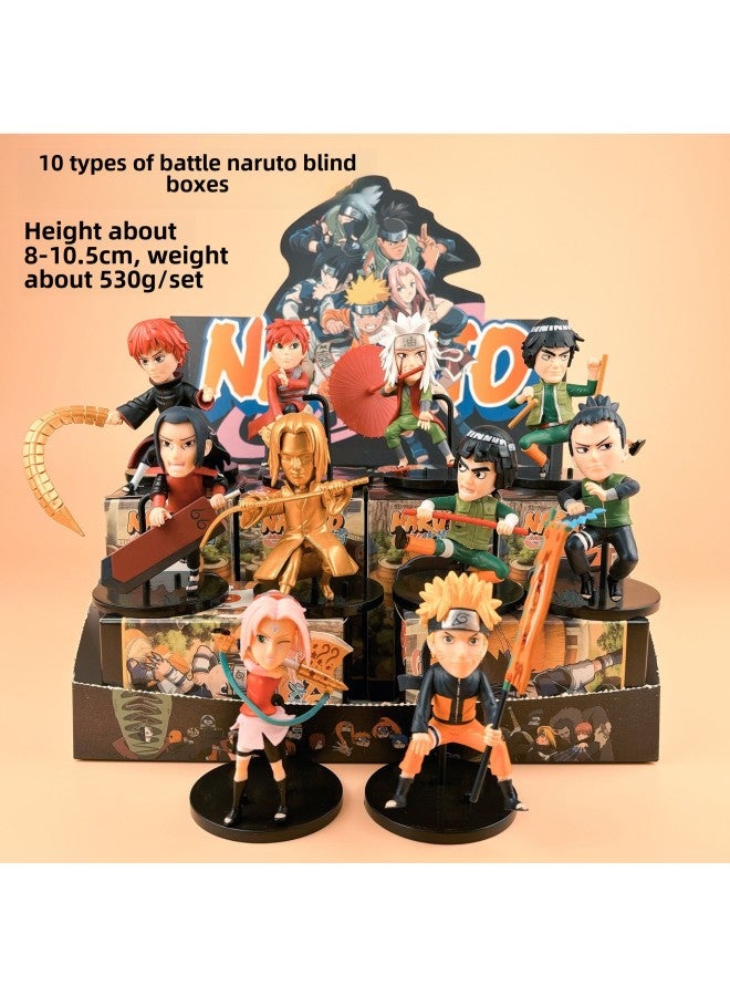 Naruto Hand-made Blind Box Sasuke Broadsword Kakashi Uchiha Mustela Storm Water Gate Model-Color:10 Types Of Battle Fire Shadows A+b Are Randomly Boxed  - Image 1