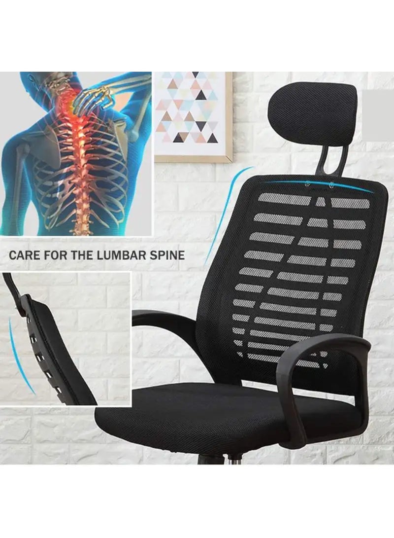 ماس كرسي مكتبي قابل للتعديل  مزود بمسند ذراع ووسادة داعمة للرأس , كرسي مكتب  مع مساند للذراعين قابلة للتعديل مقعد كرسي قابل للدوران 360 درجة 50X60X120 سم - Image 2