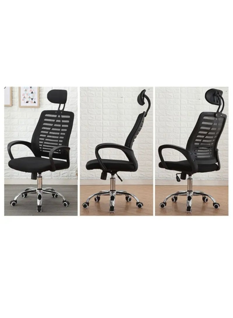 ماس كرسي مكتبي قابل للتعديل  مزود بمسند ذراع ووسادة داعمة للرأس , كرسي مكتب  مع مساند للذراعين قابلة للتعديل مقعد كرسي قابل للدوران 360 درجة 50X60X120 سم - Image 4