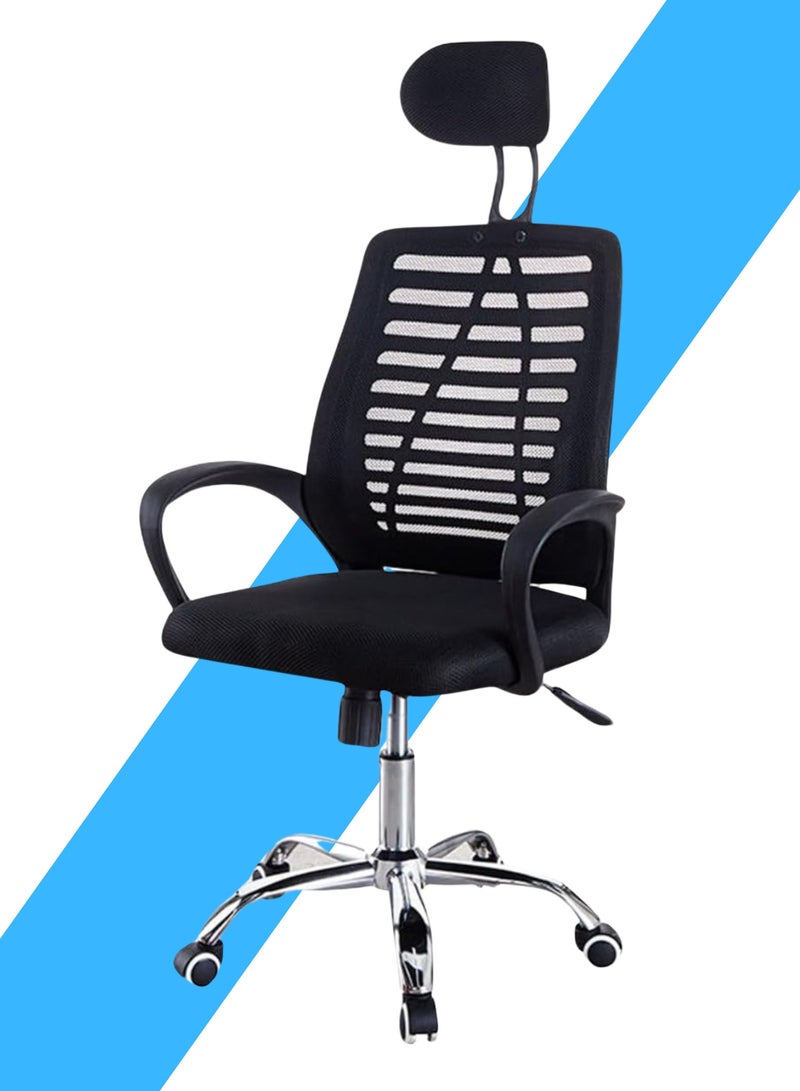 ماس كرسي مكتبي قابل للتعديل  مزود بمسند ذراع ووسادة داعمة للرأس , كرسي مكتب  مع مساند للذراعين قابلة للتعديل مقعد كرسي قابل للدوران 360 درجة 50X60X120 سم - Image 1