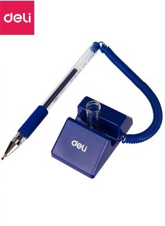 Deli Desk Stand Spring Bullet Tip Pen, Portable Secure Pen with Adhesive Chain Desktop,  Easy to Attach Secure Writing Tool  - Image 5