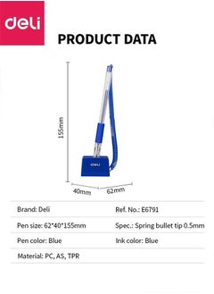 Deli Desk Stand Spring Bullet Tip Pen, Portable Secure Pen with Adhesive Chain Desktop,  Easy to Attach Secure Writing Tool  - Image 2