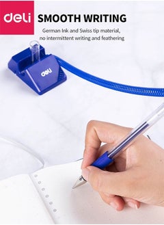 Deli Desk Stand Spring Bullet Tip Pen, Portable Secure Pen with Adhesive Chain Desktop,  Easy to Attach Secure Writing Tool  - Image 3