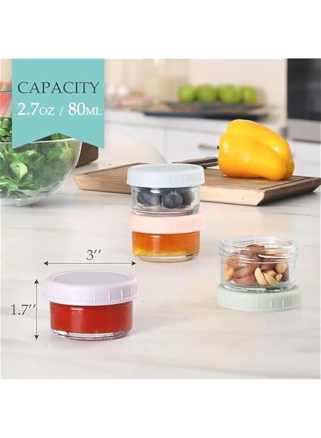 HOOKOR 【6 Pack】 Salad Dressing Container To Go, 2.7 oz Glass Small Condiment with Lids, Dipping Sauce Cups Set, Leakproof Reusable for Lunch Box Work,Picnics and Travel  - Image 2