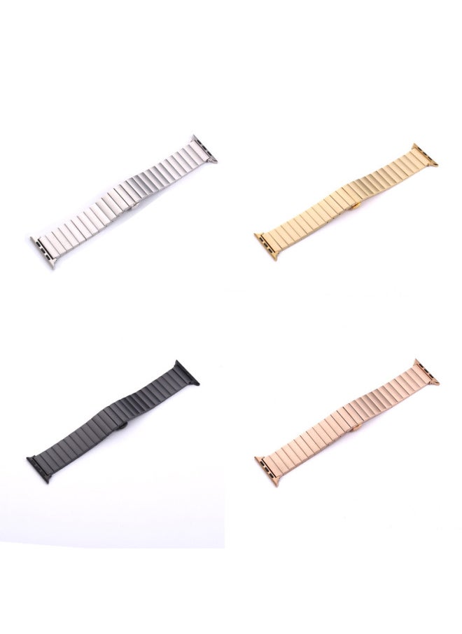 Generic - Applicable To Huawei GT4/3 Apple Iwatch876SE Smart Watch Strap Bamboo Bead Stainless Steel Metal Watch Strap-Color:20MM Solid Black - Image 1