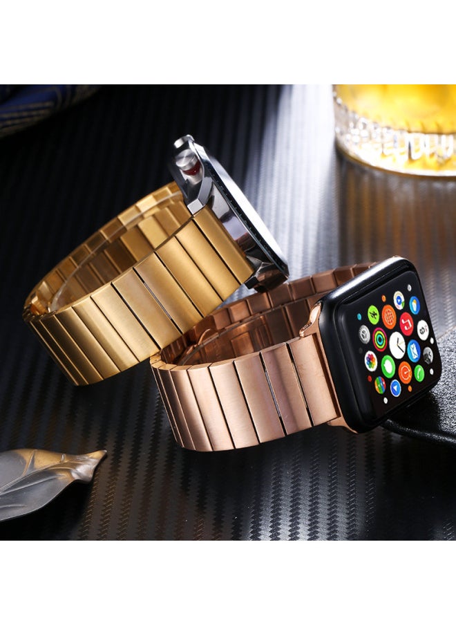 Generic - Applicable To Huawei GT4/3 Apple Iwatch876SE Smart Watch Strap Bamboo Bead Stainless Steel Metal Watch Strap-Color:20MM Solid Black - Image 1