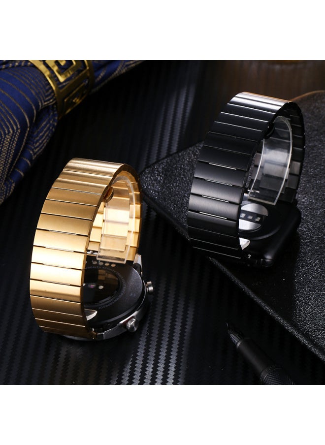 Generic - Applicable To Huawei GT4/3 Apple Iwatch876SE Smart Watch Strap Bamboo Bead Stainless Steel Metal Watch Strap-Color:20MM Solid Black - Image 1