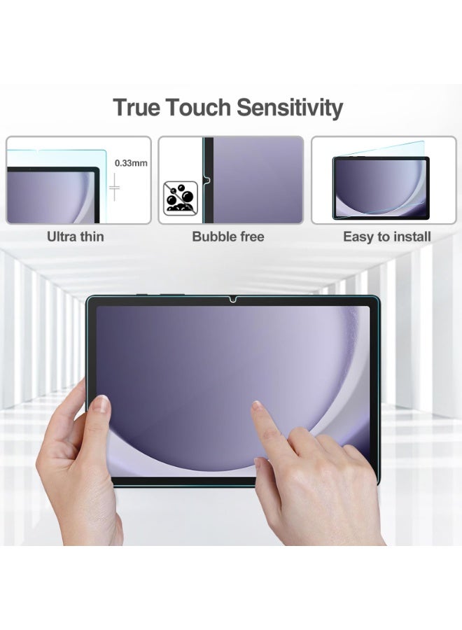 بازار واقي شاشة من الزجاج المقوى مكون من قطعتين لجهاز Galaxy Tab A9 Plus مقاس 11 بوصة 2023، غشاء شفاف عالي الدقة لجهاز Samsung Galaxy Tab A9+ اللوحي SM-X210/X215/X216/X218، مقاوم للخدش وخالٍ من الفقاعات. - Image 3