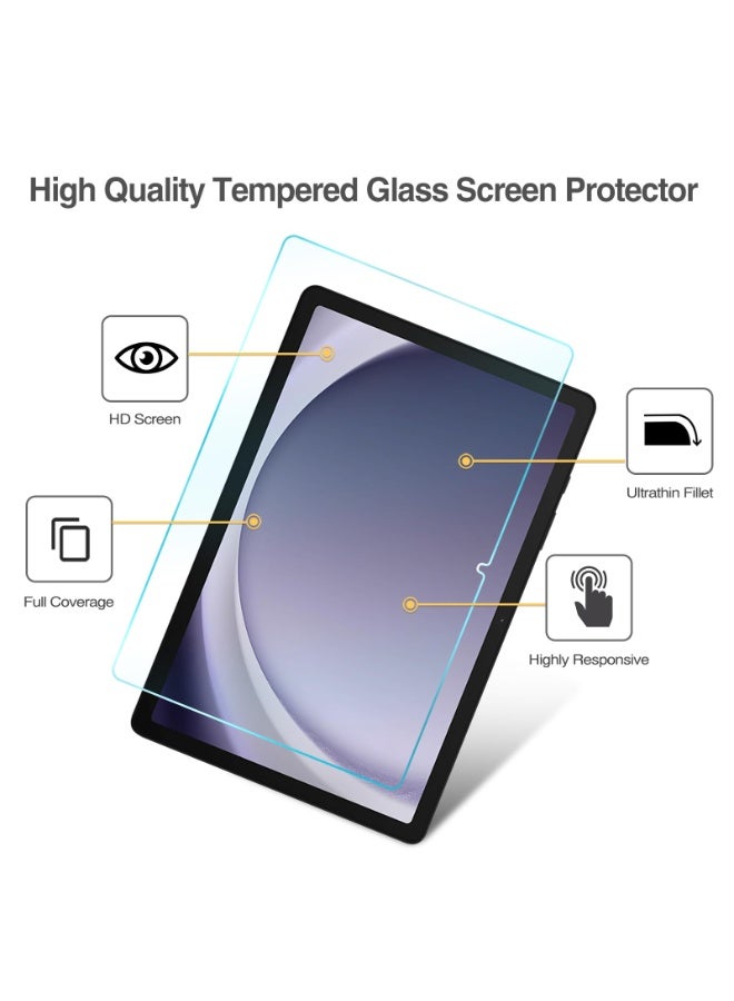 بازار واقي شاشة من الزجاج المقوى مكون من قطعتين لجهاز Galaxy Tab A9 Plus مقاس 11 بوصة 2023، غشاء شفاف عالي الدقة لجهاز Samsung Galaxy Tab A9+ اللوحي SM-X210/X215/X216/X218، مقاوم للخدش وخالٍ من الفقاعات. - Image 5