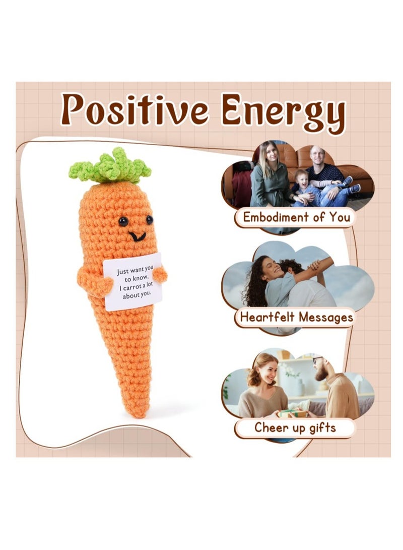 Excefore Funny Knitted Positive Carrot Dolls, Funny Crochet Toys with Encouragement Card, Pocket Hug Worry Doll, Valentines Day Decorations for Bedroom Home Office (Carrot)  - Image 2