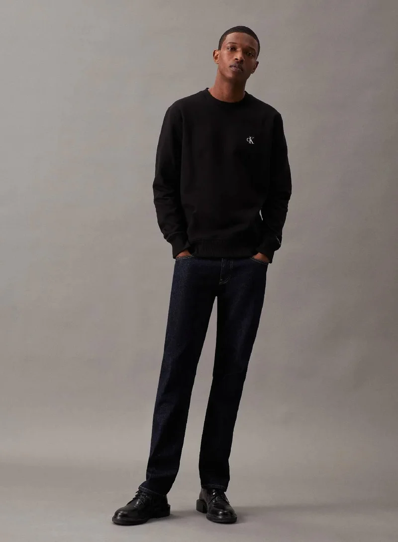 Calvin Klein Jeans Ck Black Cotton Blend Fleece Sweatshirt for Men | Best Price UAE