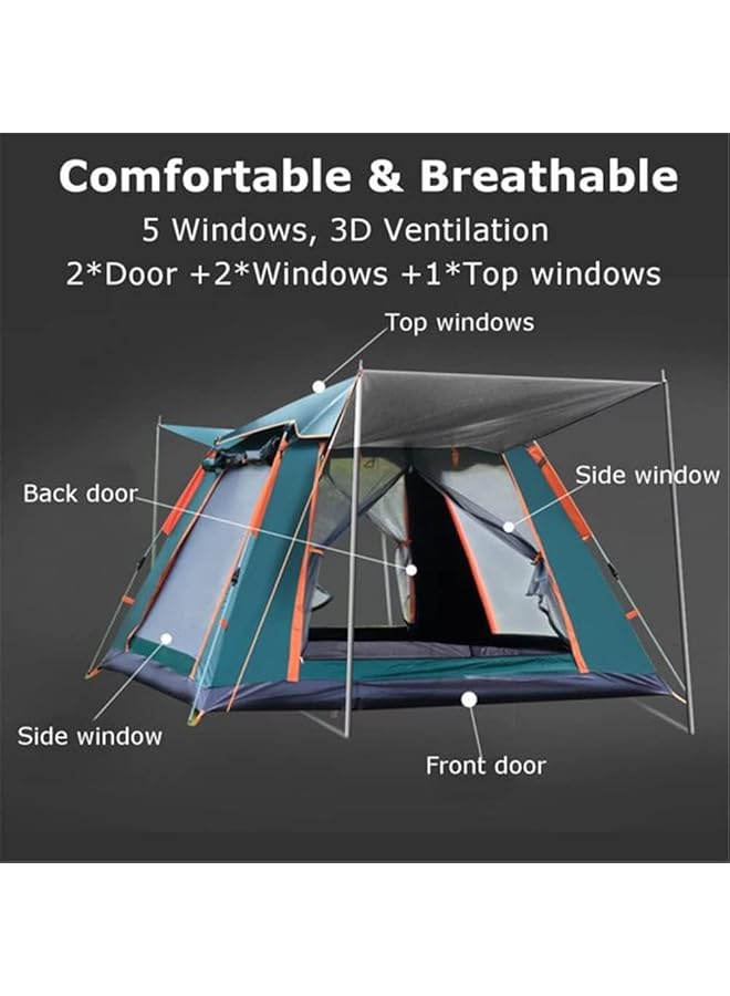 X spring Spring 5 8 Person Family Camping Tent Instant Easy Set Up Waterproof Windproof Pop Up Removable Dome With Carry Bag for Hiking and Mountaineering (Green) - Image 2