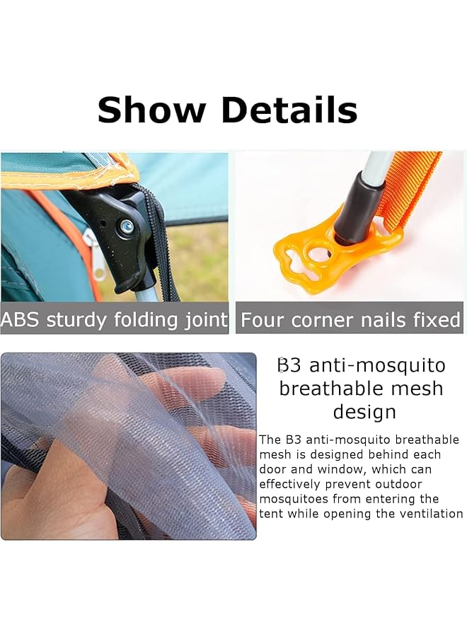 X spring Spring 5 8 Person Family Camping Tent Instant Easy Set Up Waterproof Windproof Pop Up Removable Dome With Carry Bag for Hiking and Mountaineering (Green) - Image 3