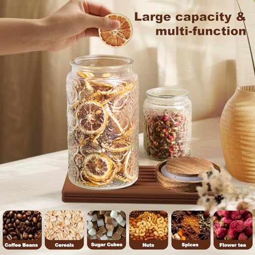 Yirilan 32Oz Glass Jar with Lid, Candy jar, Cute jar, Vintage Glass Storage Jar for Sugar, Coffee, Tea, Spice, Flour, Candy Cookie, Pasta, Cereal - Image 3
