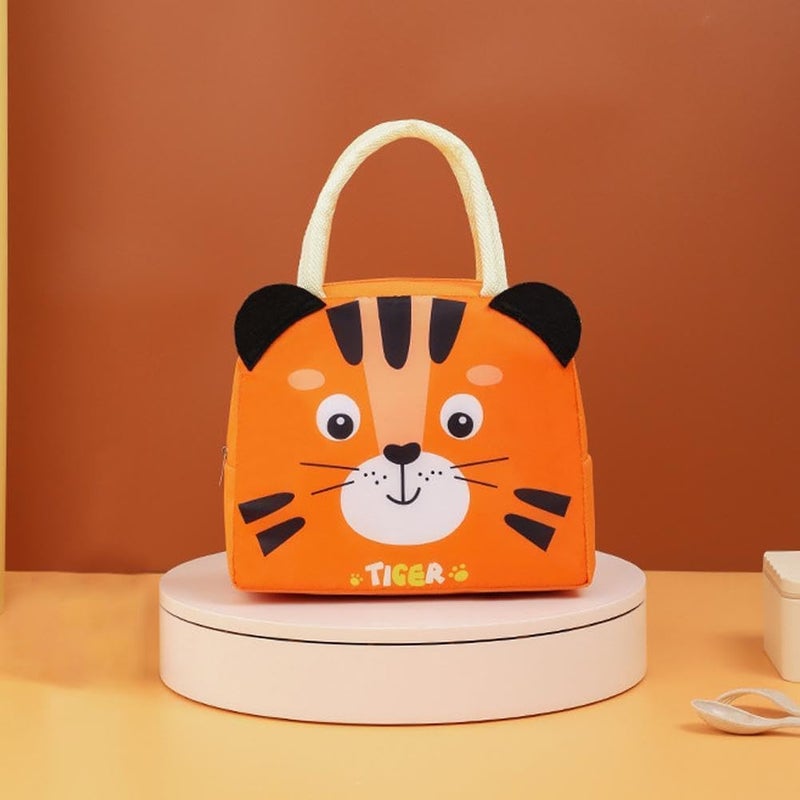ARMAR Cute Design Multi-Purpose Insulated Lunch Bag for Kids Girls Work Students - Store hot & Cold Portable Reusable Waterproof Gift for Little Ones (Tiger-Orange) - Image 2