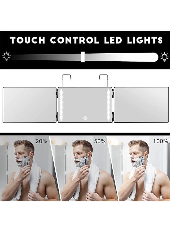 مرآة حلاقة Way ، مرآة LED ذاتية القطع ، مرآة حلاقة 360 درجة للرجال ، USB مع خطاف تلسكوبي قابل لتعديل الارتفاع ، مناسب لقص الشعر وتصفيف الشعر والحلاقة والاستمالة وتلوين الشعر والمكياج - Image 4