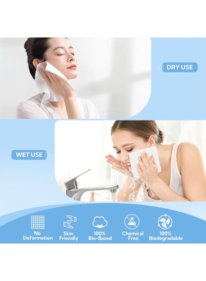 Eworld Thickened Disposable Face Towels – Ultra Soft Biodegradable Facial Cleansing Tissues for Sensitive Skin – Eco Friendly Vegan & Cruelty Free Cotton Wipes – Gentle Makeup Remover & Skincare Towels – Reusable Alternative Hygienic Travel Beauty Cleaning Towel (50 Count) - Image 2