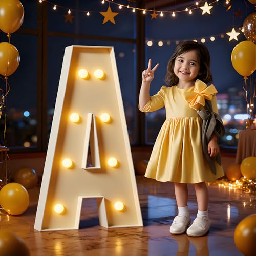 imprsv Marquee Letters 3 Feet Tall Large Light Up Letters A Marry Me Engagement Party Decor Yellow Light Birthday Decorations Balloon Arch Kit Foam Sign A - Image 1