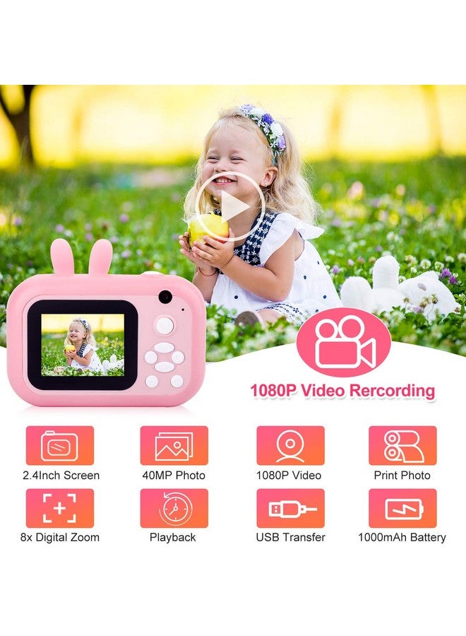 MINIBEAR Kids Camera Instant Print Camera for Kids Digital Camera Toddler Toys Christmas Birthday Gifts for 3 4 5 6 7 8 9 10 Year Old Boys Girls, Pink - Image 2