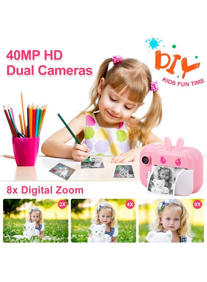 MINIBEAR Kids Camera Instant Print Camera for Kids Digital Camera Toddler Toys Christmas Birthday Gifts for 3 4 5 6 7 8 9 10 Year Old Boys Girls, Pink - Image 4