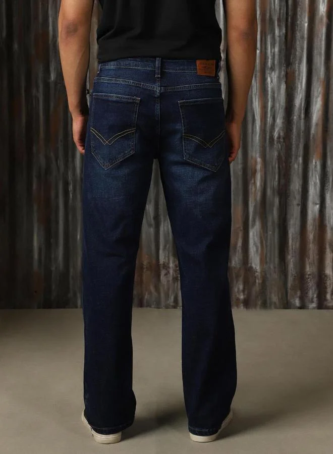 HIGH STAR High Rise Regular Fit Faded Jeans by Styli