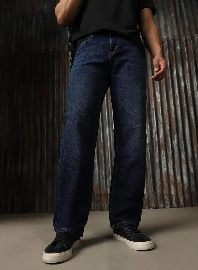 HIGH STAR High Rise Regular Fit Faded Jeans by Styli