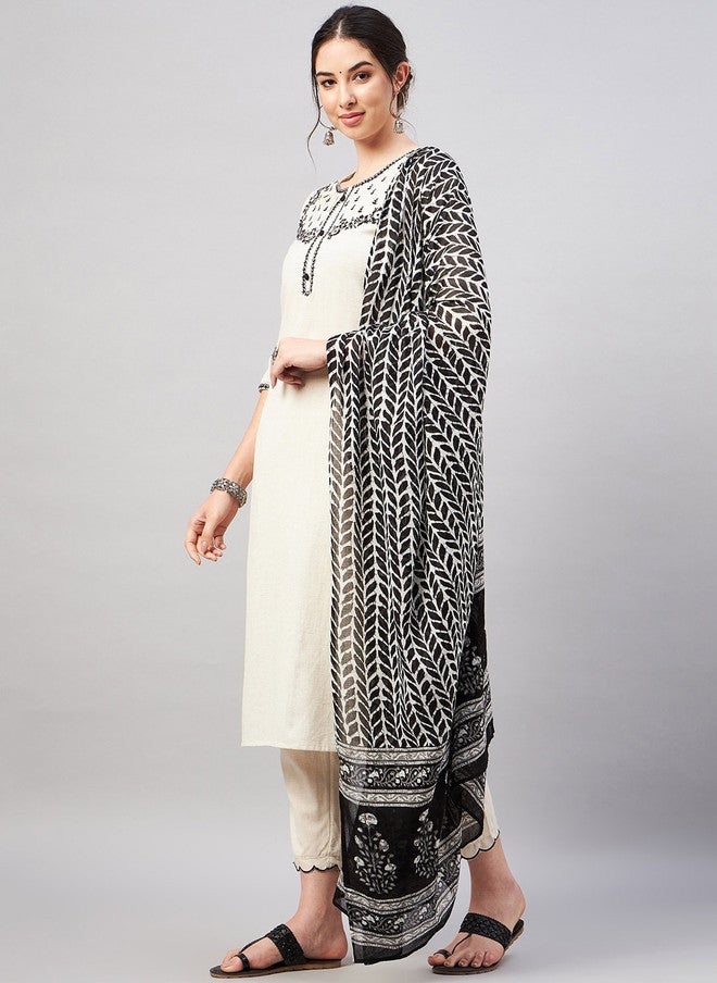 WineRed Floral Printed Pure Cotton Kurta with Salwar & Dupatta for Women - Image 5