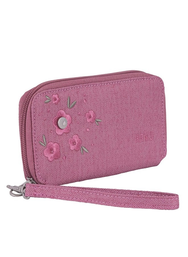 HAIKU Intrepid Small And Slim Women'S Wristlet Wallet Clutch Purse Zip Around Rfidblocking Credit Card Holder And Id Holder Cherry Blossom - Image 2