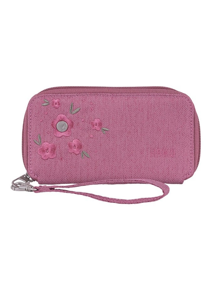 HAIKU Intrepid Small And Slim Women'S Wristlet Wallet Clutch Purse Zip Around Rfidblocking Credit Card Holder And Id Holder Cherry Blossom - Image 1
