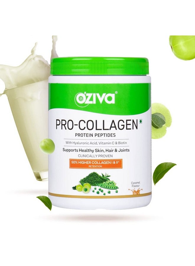 OZiva Pro Collagen Peptides Caramel, 250g (Type I & Type II) | Whey Protein & Collagen Builder Peptides for Healthy Skin & Hair Muscular & Joint Health | Powder for Women & Men, Caramel, Pack of 1 - Image 1